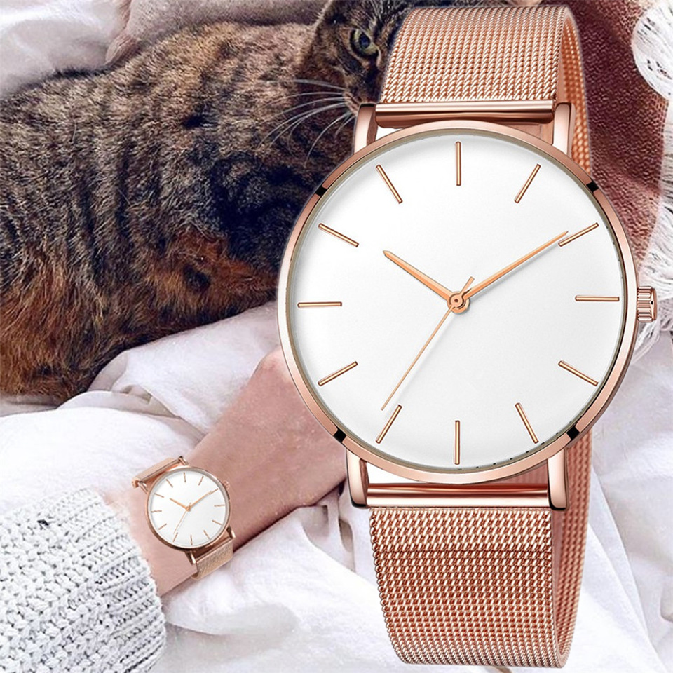 Luxury Watch Female - ساعة يد كوارتز نسائية من شبكة