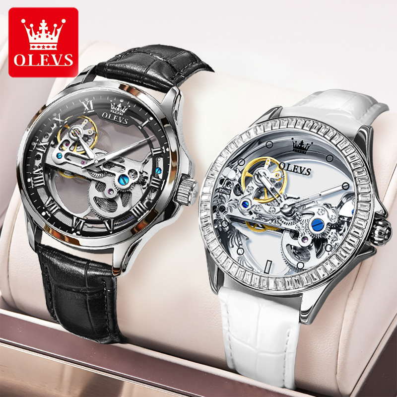 Luxury Watch Mockup - ساعات OLEVS للأزواج أصلية شفافة بالكامل