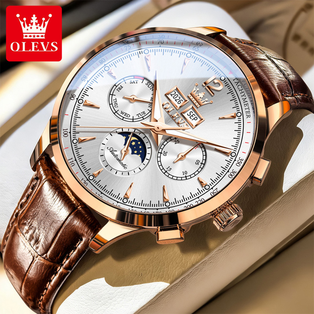 Chronograph Flyback Watch - ساعة OLEVS 7128 للرجال بمؤشر أطوار