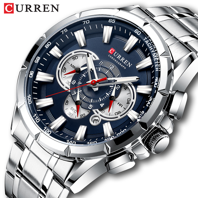 Luxury Watch Mockup - CURREN ساعة معصم الرجال مقاوم للماء