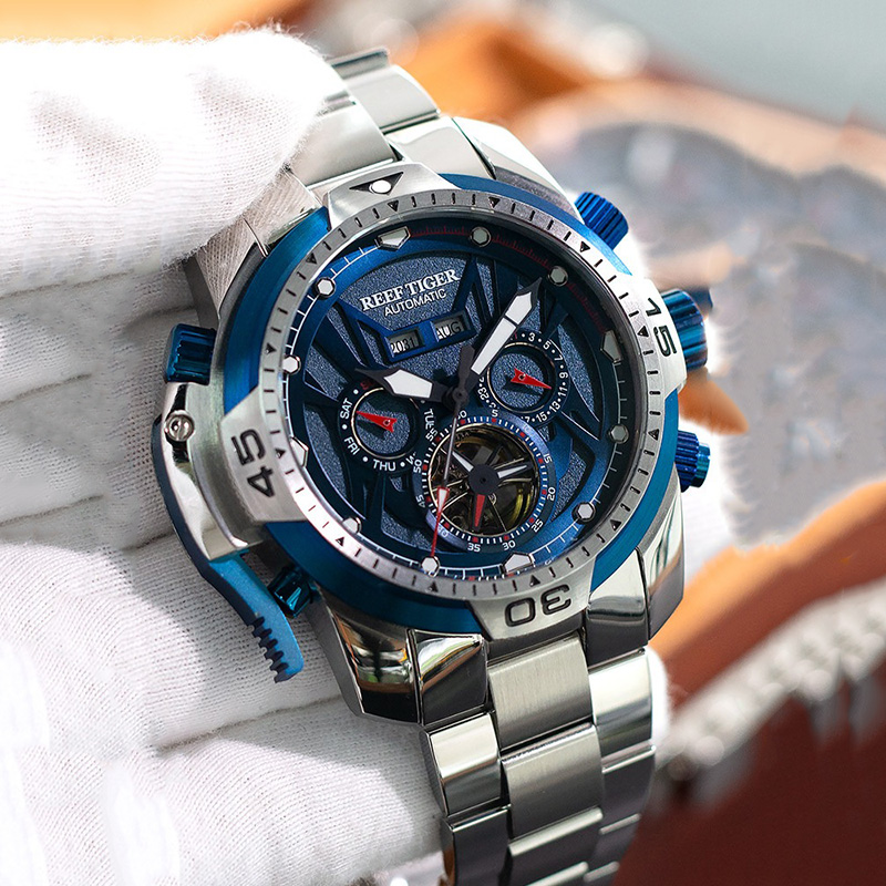 Chronograph Flyback Watch - ساعة يد رجالية أوتوماتيكية ميكانيكية بهيكل