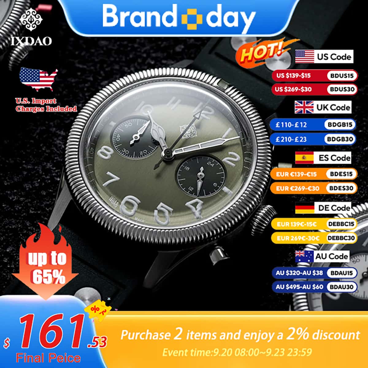 Chronograph Flyback Watch - ساعة IXDAO 2026 الجديدة للرجال طراز