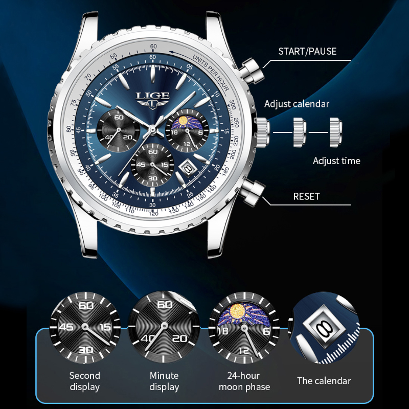 LIGE-ساعة كوارتز فاخرة للرجال  - مراجعة Luxury Watch Mockup وسعره
