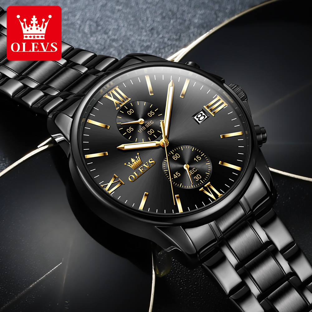 OLEVS 2886 ساعة كوارتز سوداء ك - مراجعة Luxury Watch Mockup وسعره