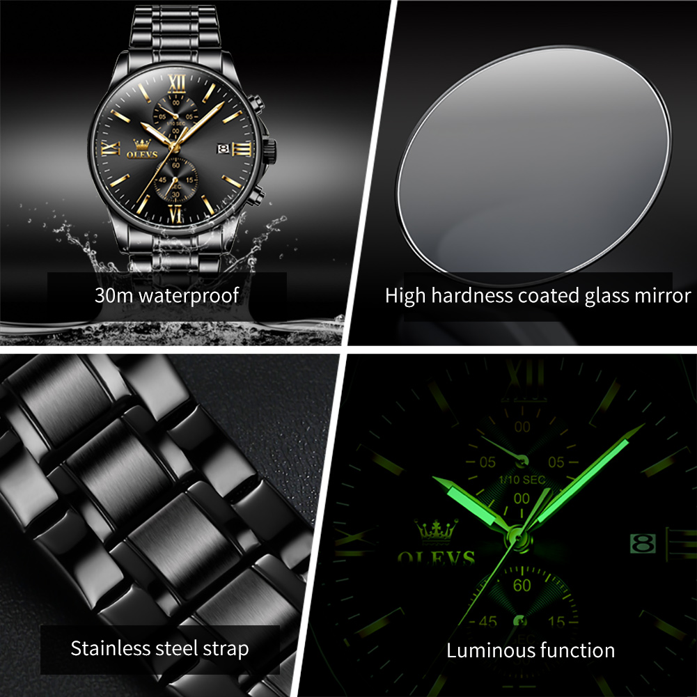 OLEVS 2886 ساعة كوارتز سوداء ك - مراجعة Luxury Watch Mockup وسعره