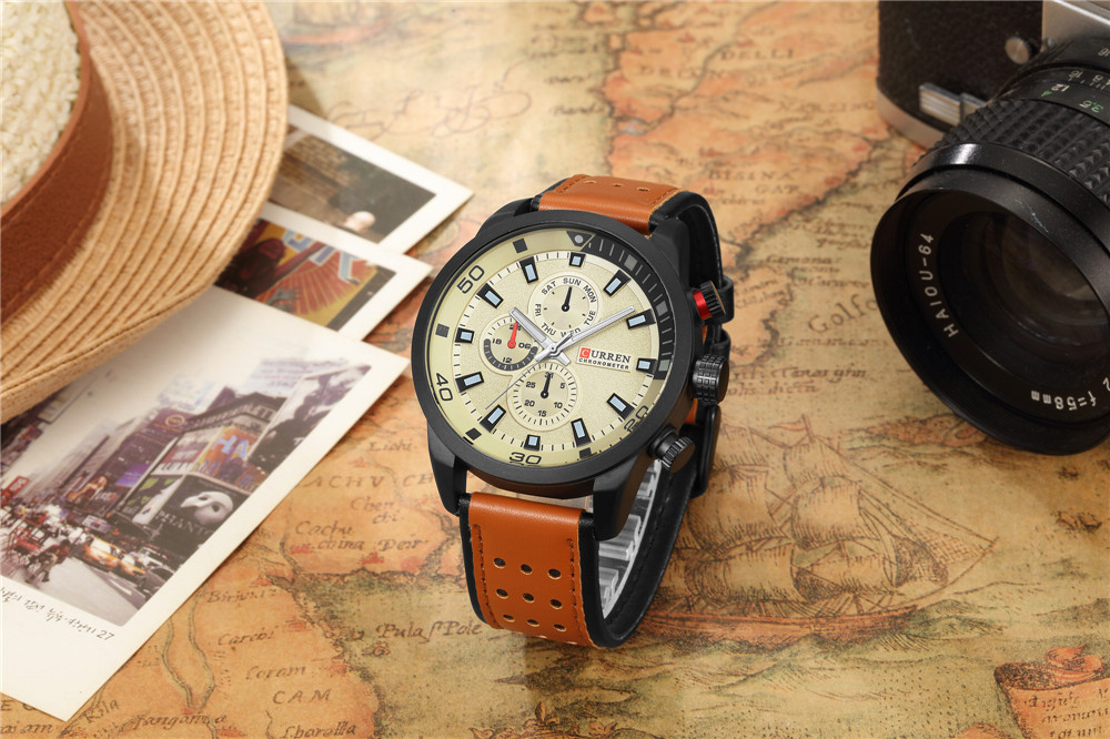 CURREN-ساعة رجالية أنيقة ، كوا - مراجعة Luxury Watch Mockup وسعره