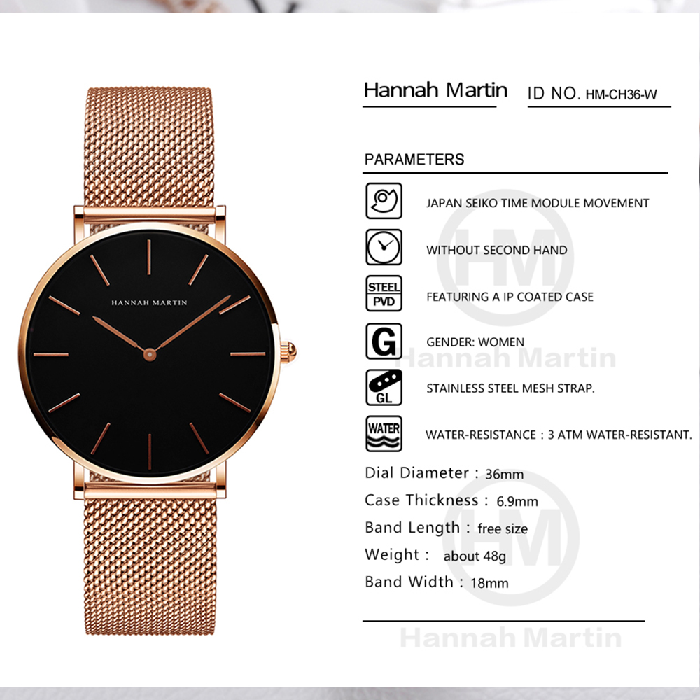 هانا مارتن العلامة التجارية ال - مراجعة Luxury Watch Female وسعره
