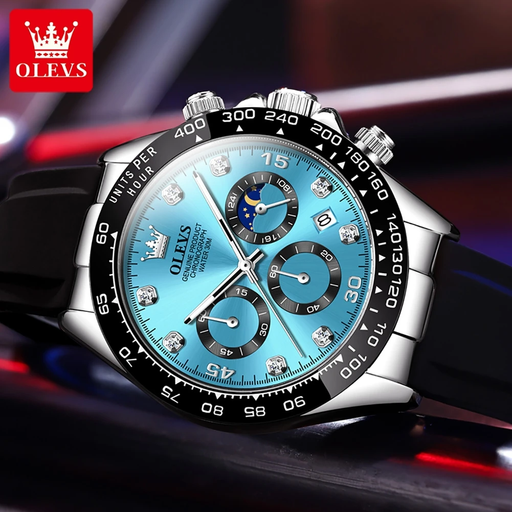 ساعة رجالية OLEVS 2875 كرونوغر - مراجعة Luxury Watch Mockup وسعره