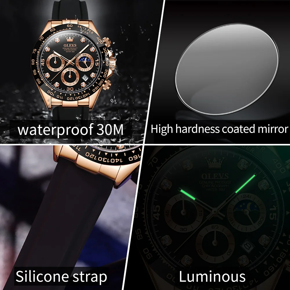 ساعة رجالية OLEVS 2875 كرونوغر - مراجعة Luxury Watch Mockup وسعره
